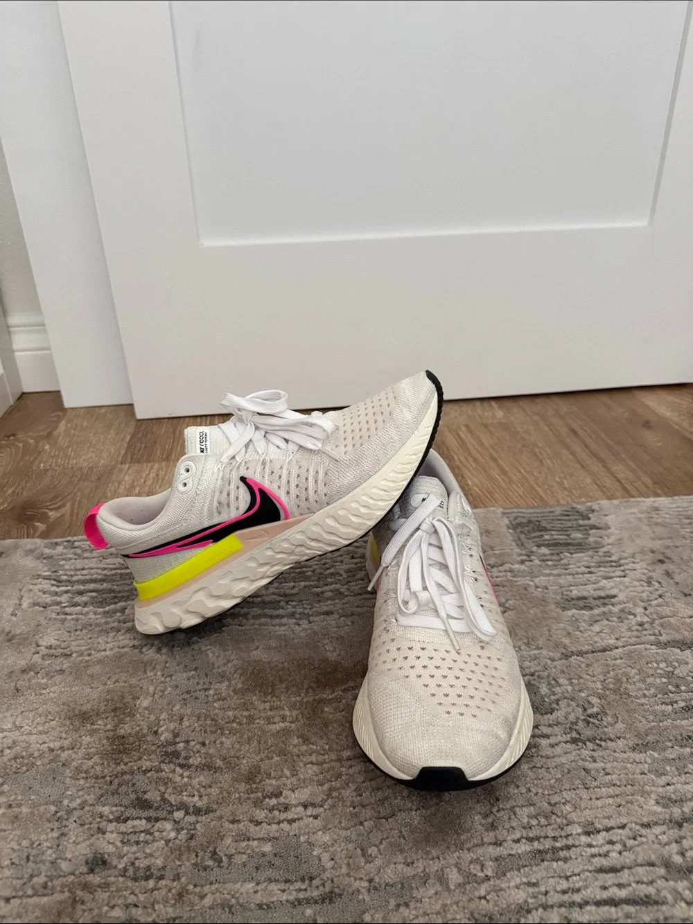 Nike Cream Running Shoes with Pink & Yellow Accents